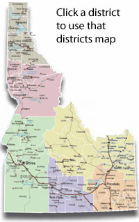 Idaho Map showing Districts